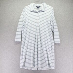 Lands' End White Tunic Dress with Light Blue Stripes and Polo Collar